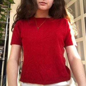 Red Cashmere Short Sleeve Blouse